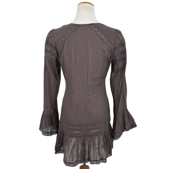 NWOT Free People Lace Tunic Mini Dress | Charcoal Whimsigoth Boho Grunge Fairy S - Picture 8 of 16